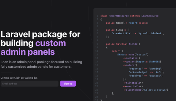 Lean Admin: un nuovo tool per creare pannelli admin basato su Livewire